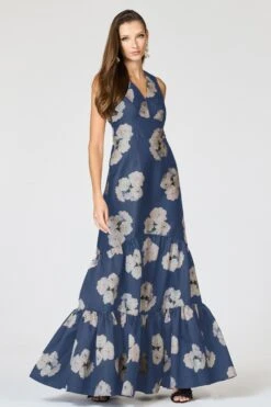 RORI GOWN - STEEL BLUE CORSAGE